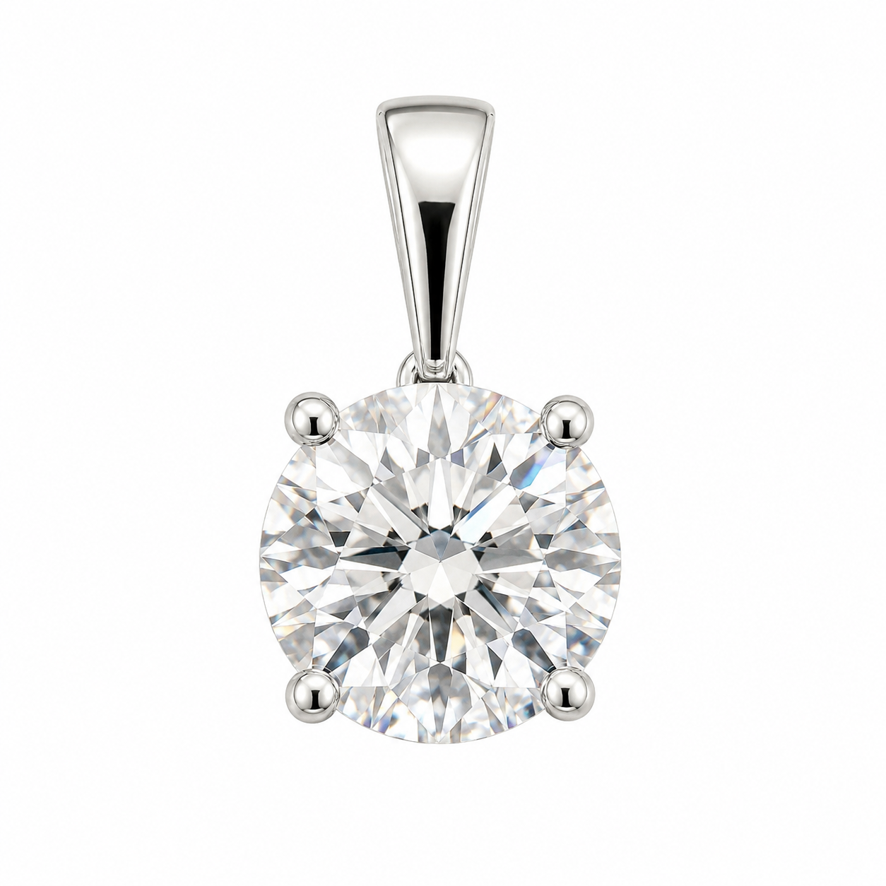 14K White Gold Charm Round Solitaire 1.50 ct Lab Grown Diamond