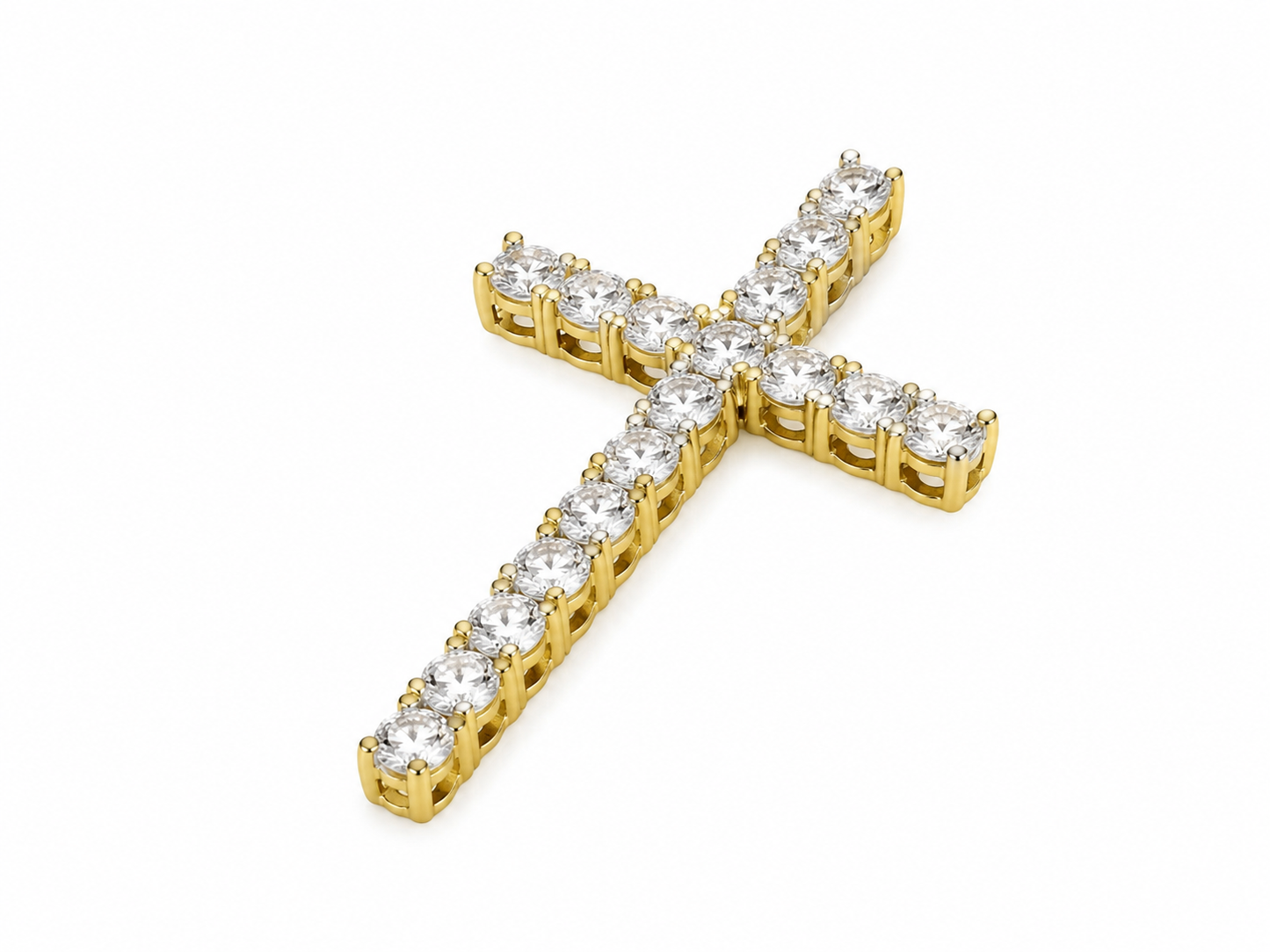 14K Yellow Gold Cross Charm Round 2.00 ct Lab Grown Diamond