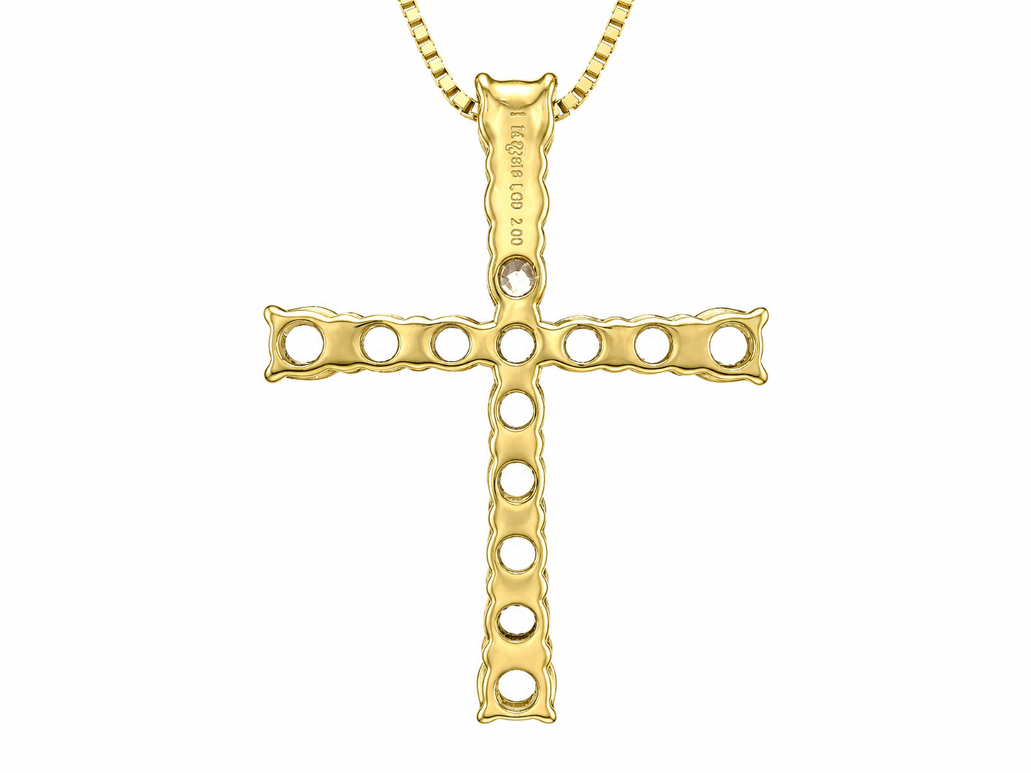 14K Yellow Gold Cross Charm Round 2.00 ct Lab Grown Diamond