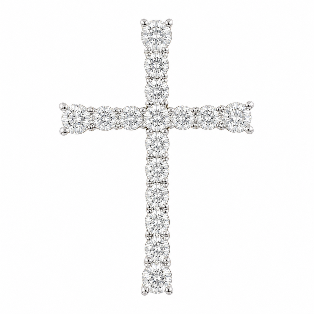14K Yellow Gold Cross Charm Round 2.00 ct Lab Grown Diamond