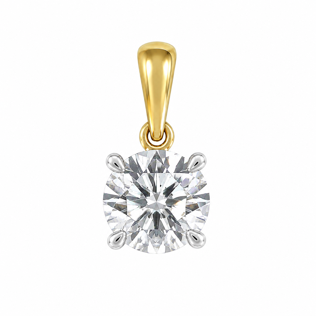 10K Yellow Gold 6.40mm Charm Round Solitaire 1.00 ct Lab Grown Diamond