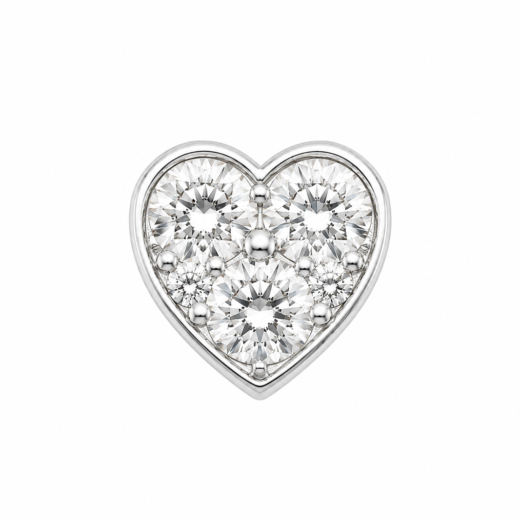 14K White Gold 7.50mm Heart Charm 0.5 ct Lab Grown Diamond