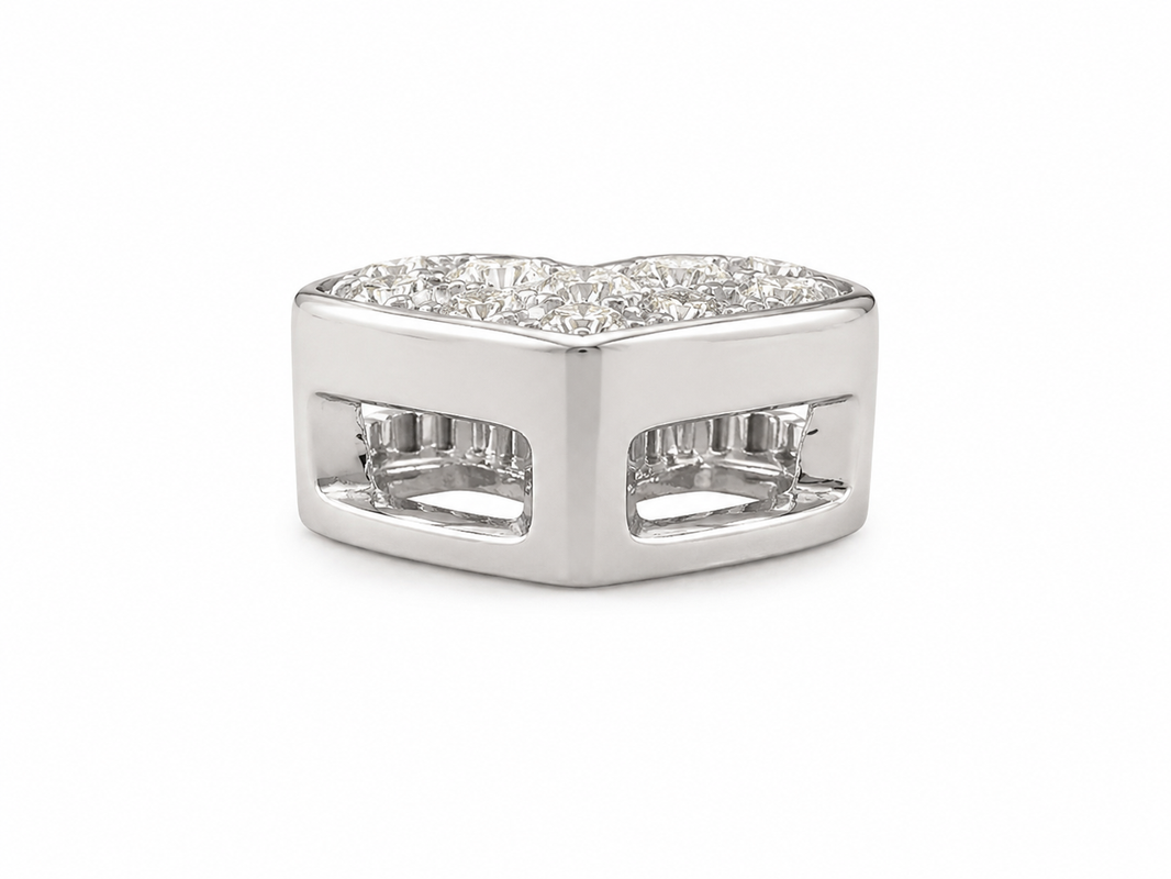 14K White Gold 7.50mm Heart Charm 0.5 ct Lab Grown Diamond