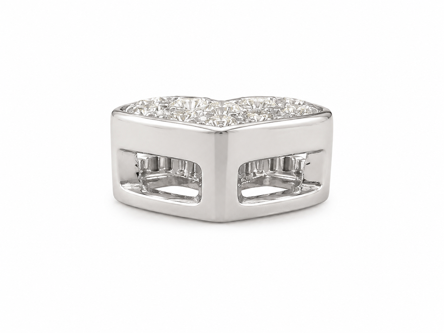 14K White Gold 7.50mm Heart Charm 0.5 ct Lab Grown Diamond