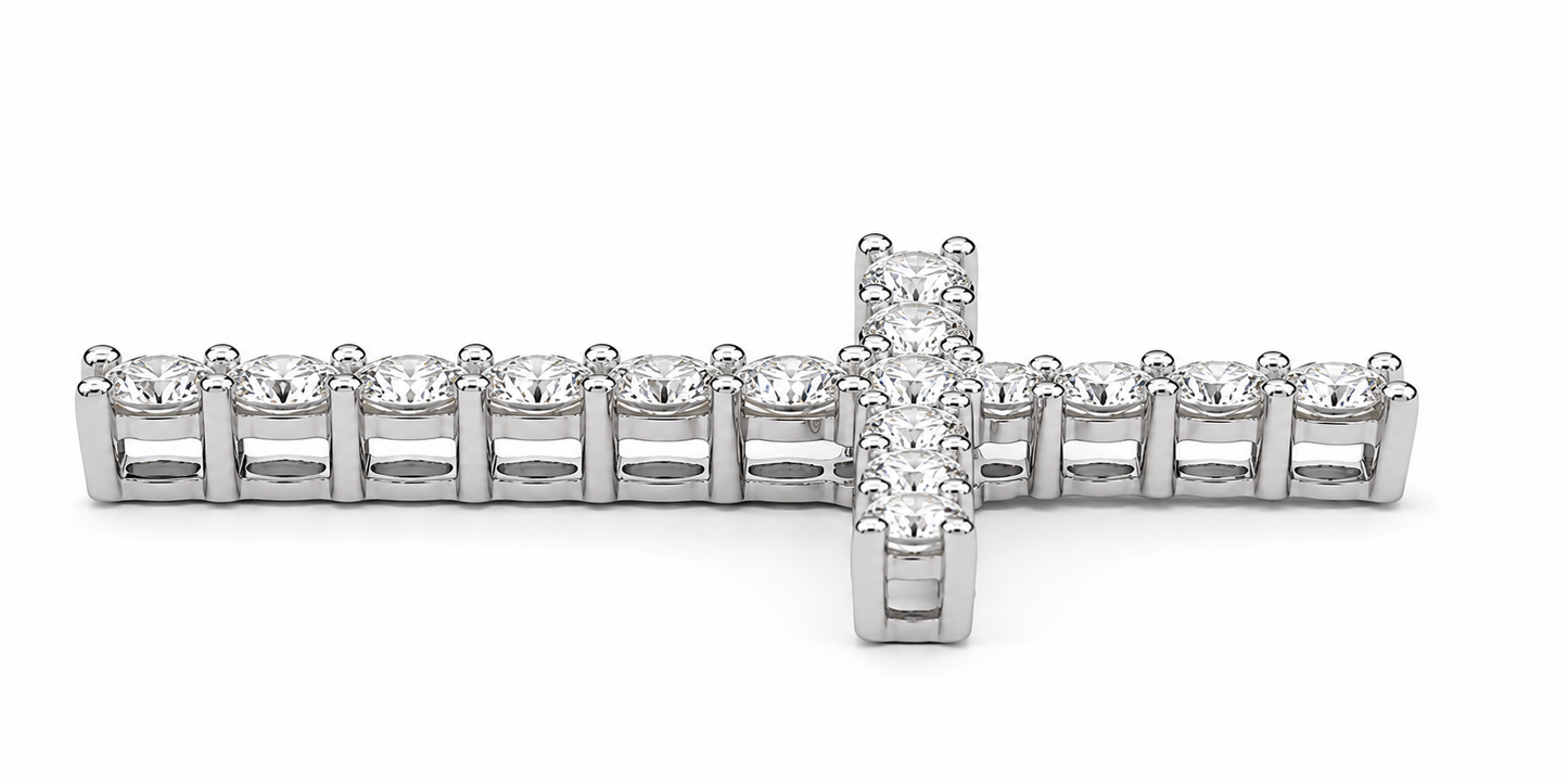 14K White Gold Cross Charm Round 1.00 ct Lab Grown Diamond