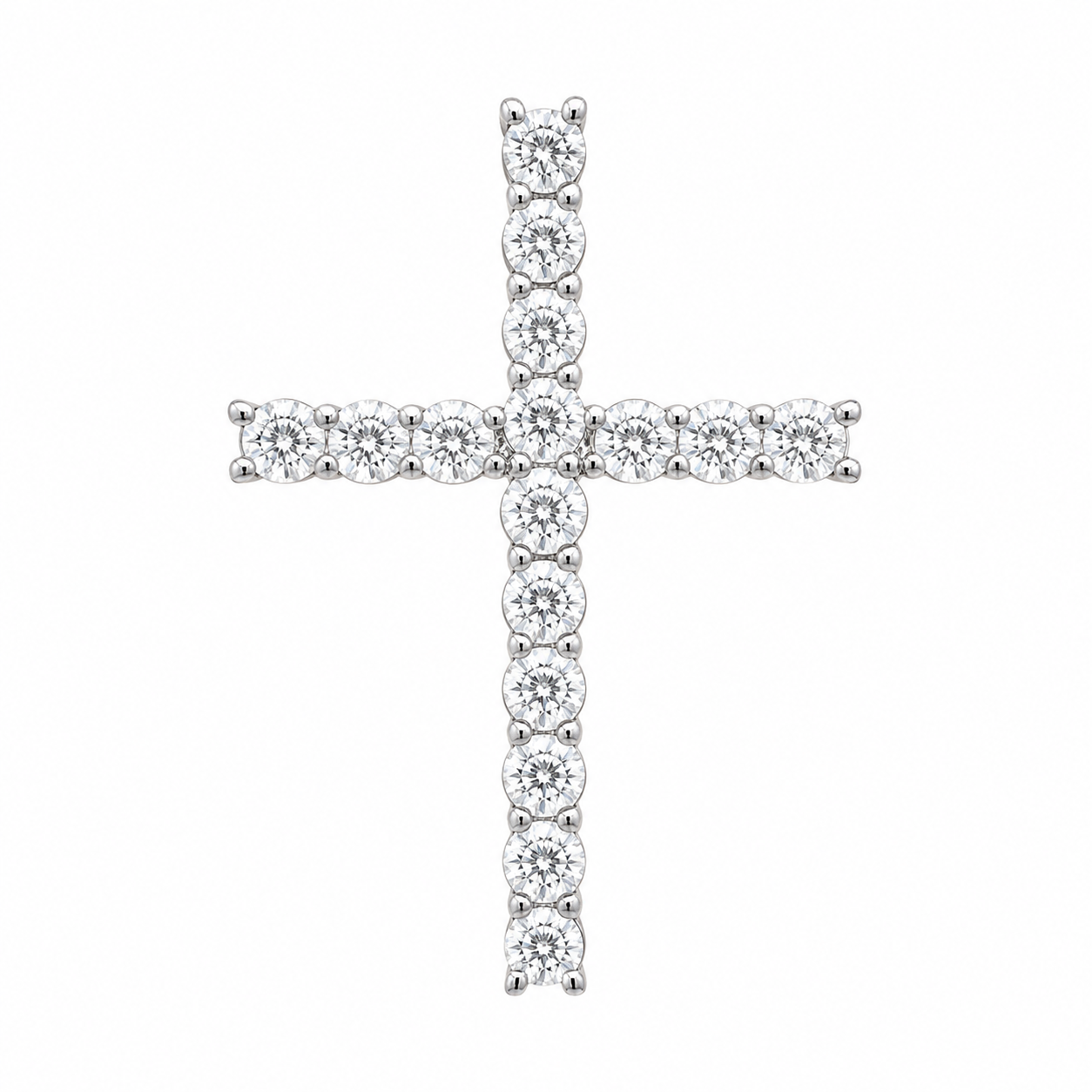 14K White Gold Cross Charm Round 1.00 ct Lab Grown Diamond