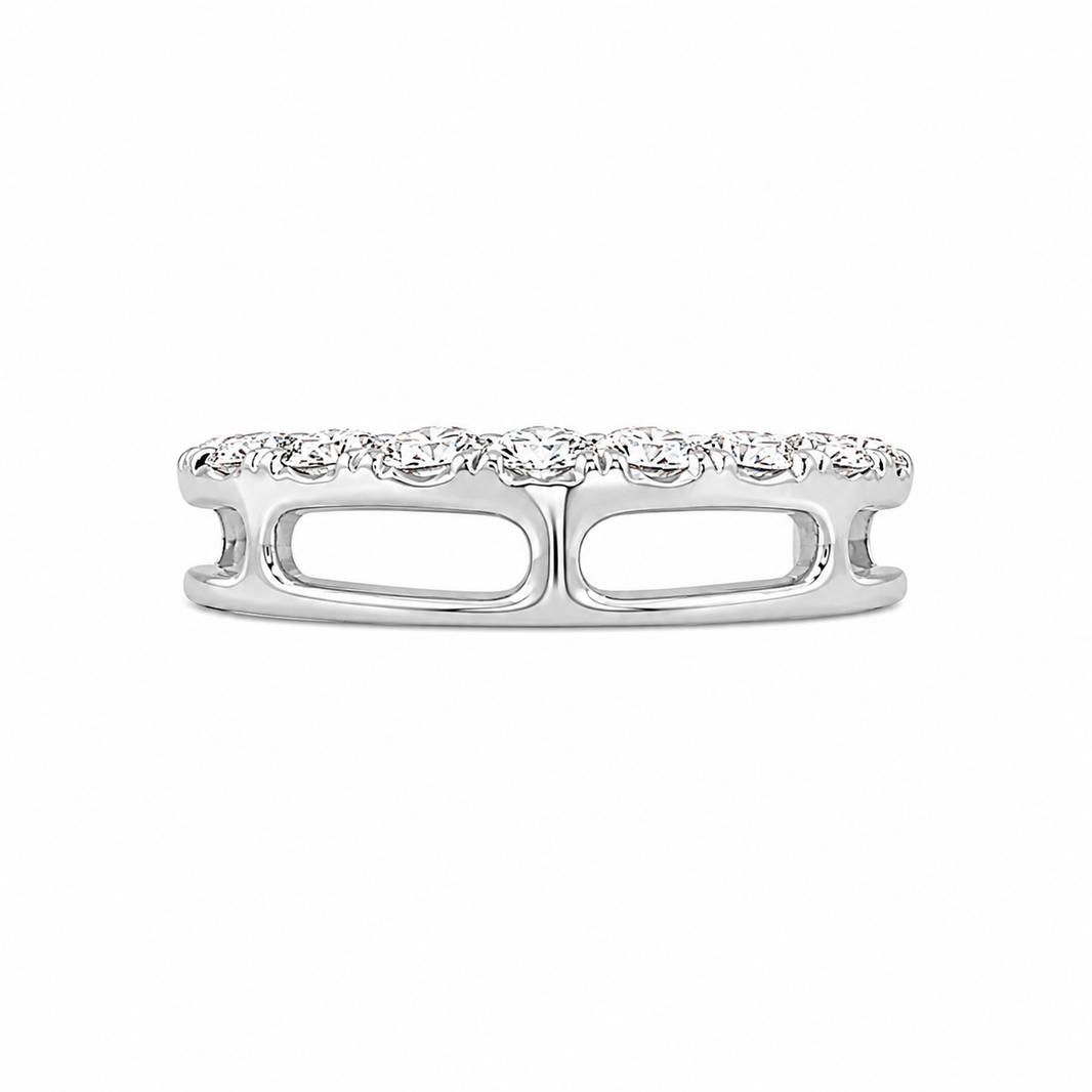14K White Gold 19.00mm Heart Charm Round 1.00 ct Lab Grown Diamond