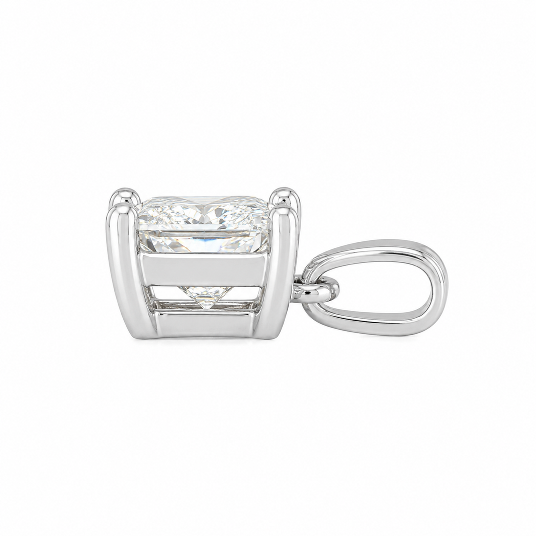 14K White Gold 12.00mm Charm Princess Cut 2.00 ct Lab Grown Diamond