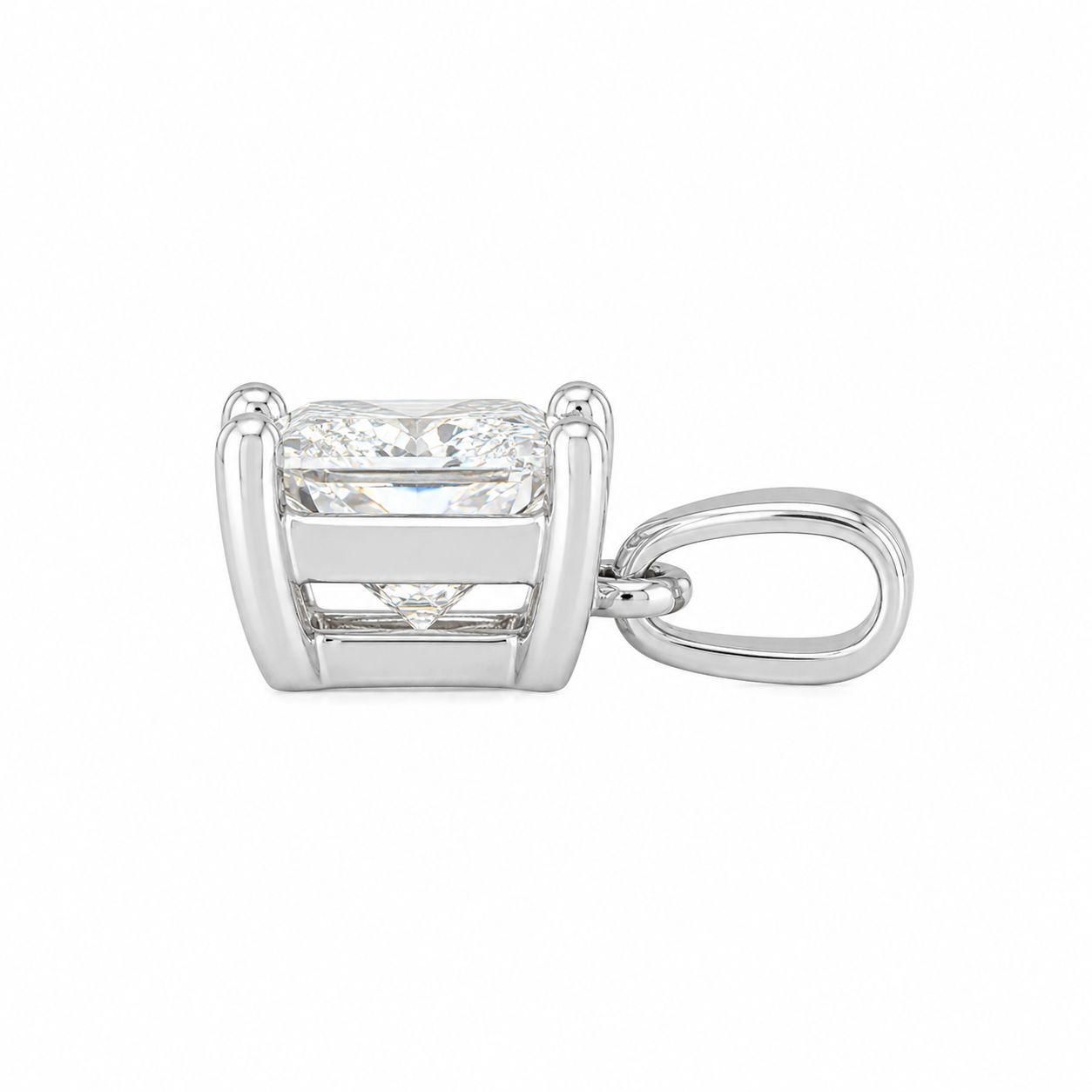 14K White Gold 12.00mm Charm Princess Cut 2.00 ct Lab Grown Diamond