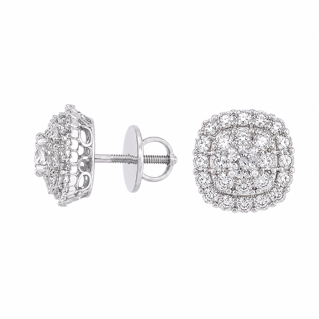 14K White Gold Earrings 1.00 ct Lab Grown Diamond