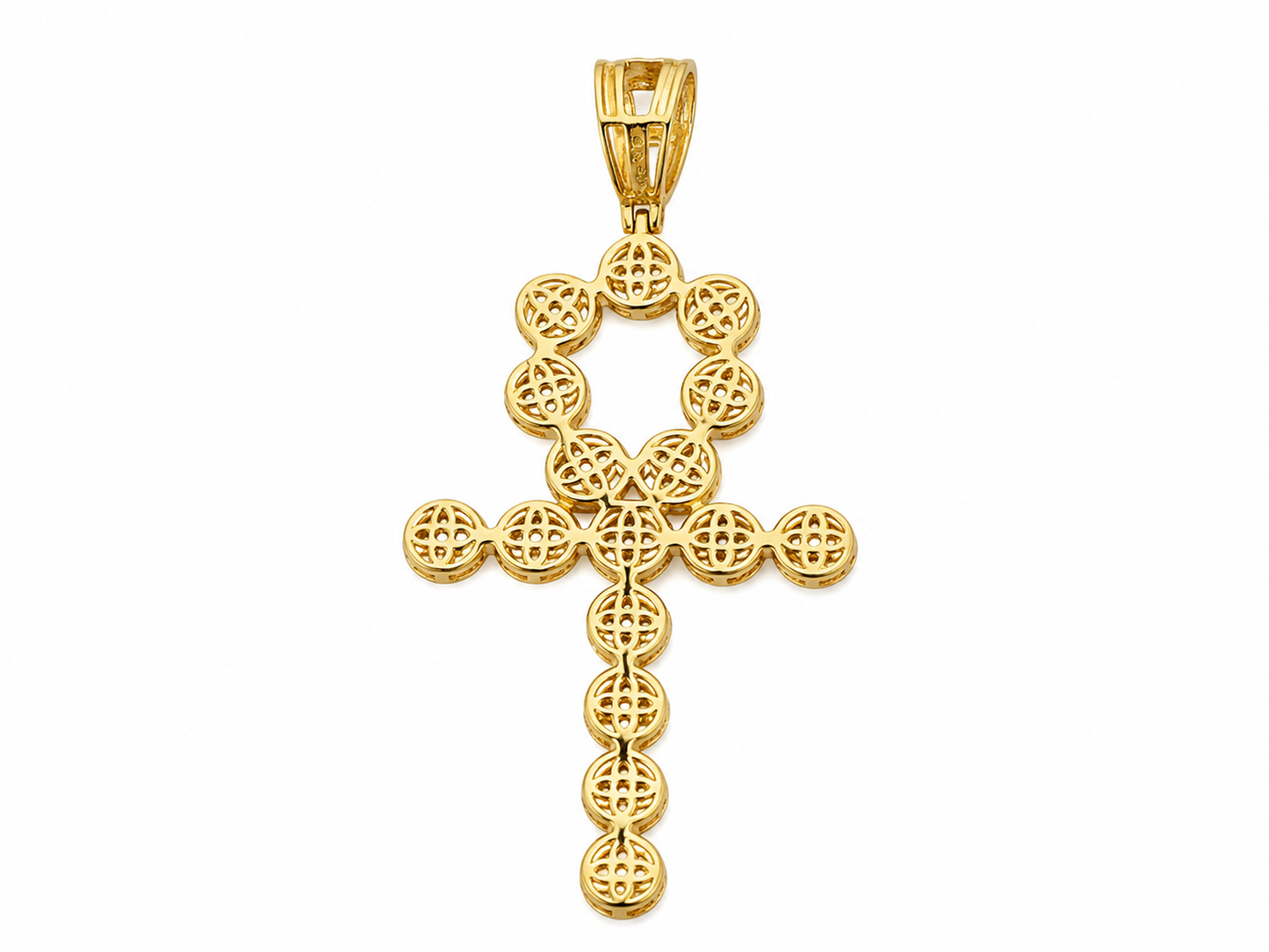 10K Yellow Gold Ankh Charm 2.75 ct Natural Diamond