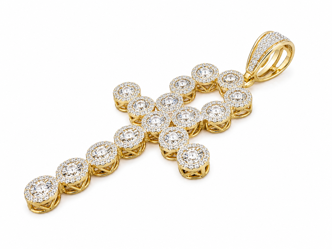 10K Yellow Gold Ankh Charm 2.75 ct Natural Diamond