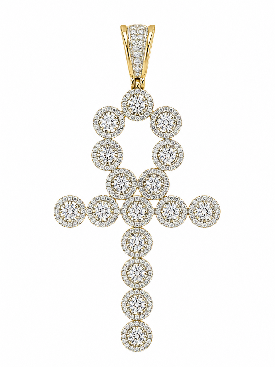 10K Yellow Gold Ankh Charm 2.75 ct Natural Diamond