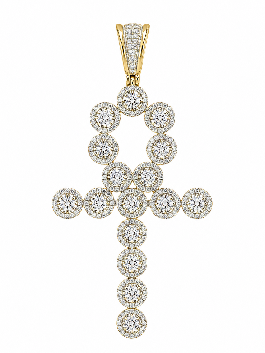 10K Yellow Gold Ankh Charm 2.75 ct Natural Diamond