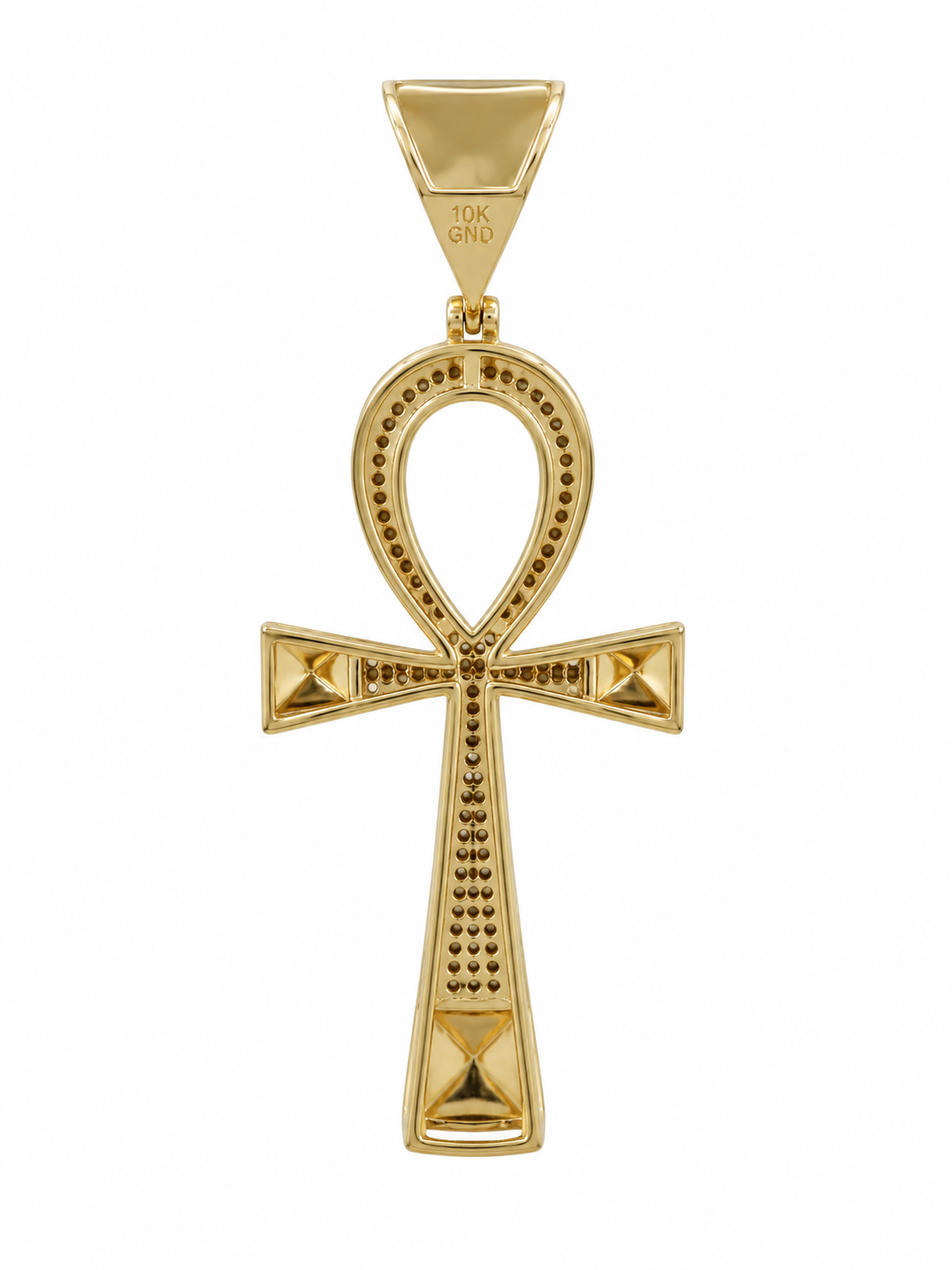 10K Yellow Gold Charm 0.50 ct Natural Diamond Ankh Pendant Two- Tone