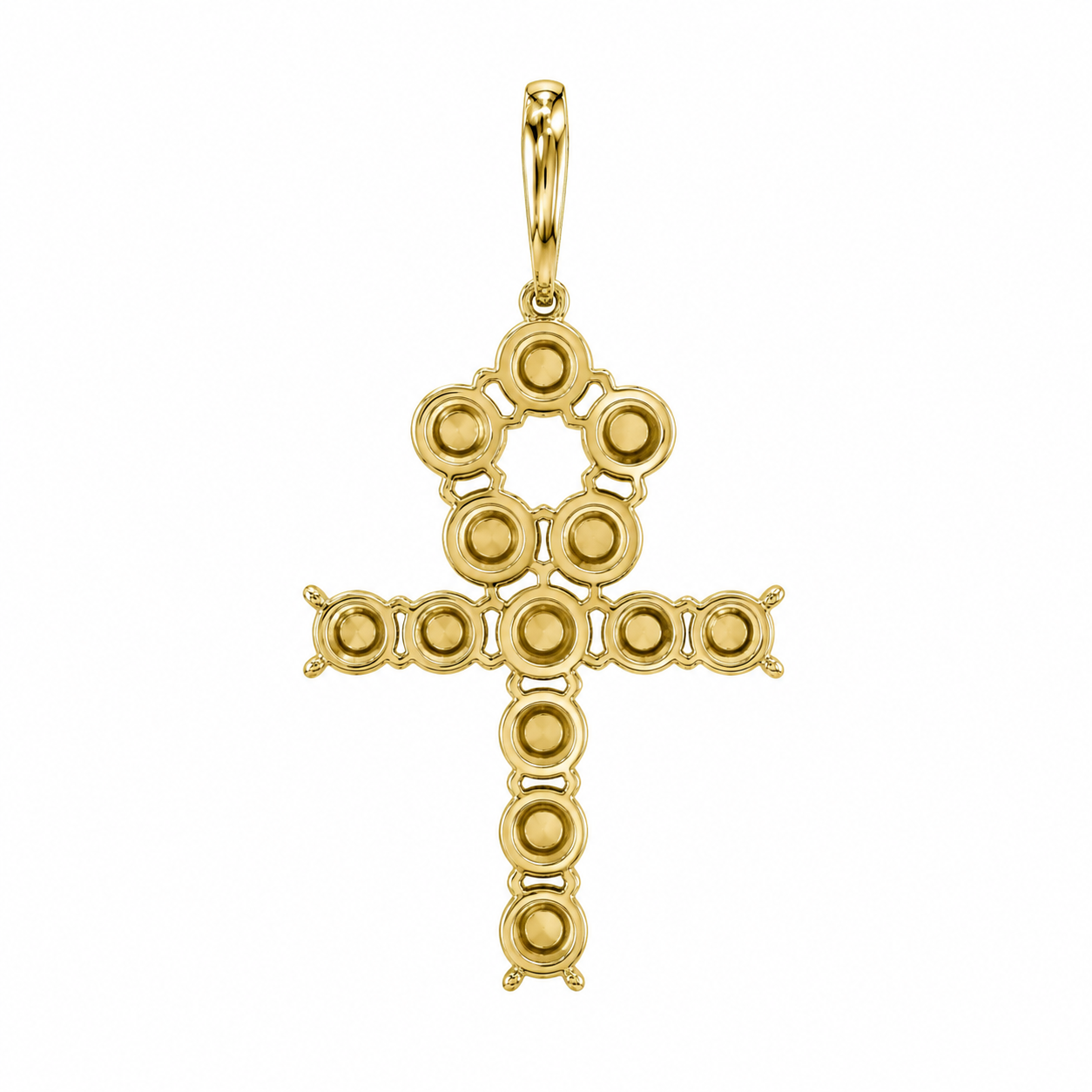 10K Yellow Gold Ankh Charm 0.84 ct Natural Diamond