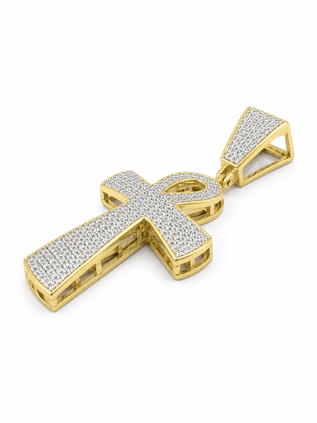 10K Yellow Gold Ankh Charm 0.45 ct Natural Diamond
