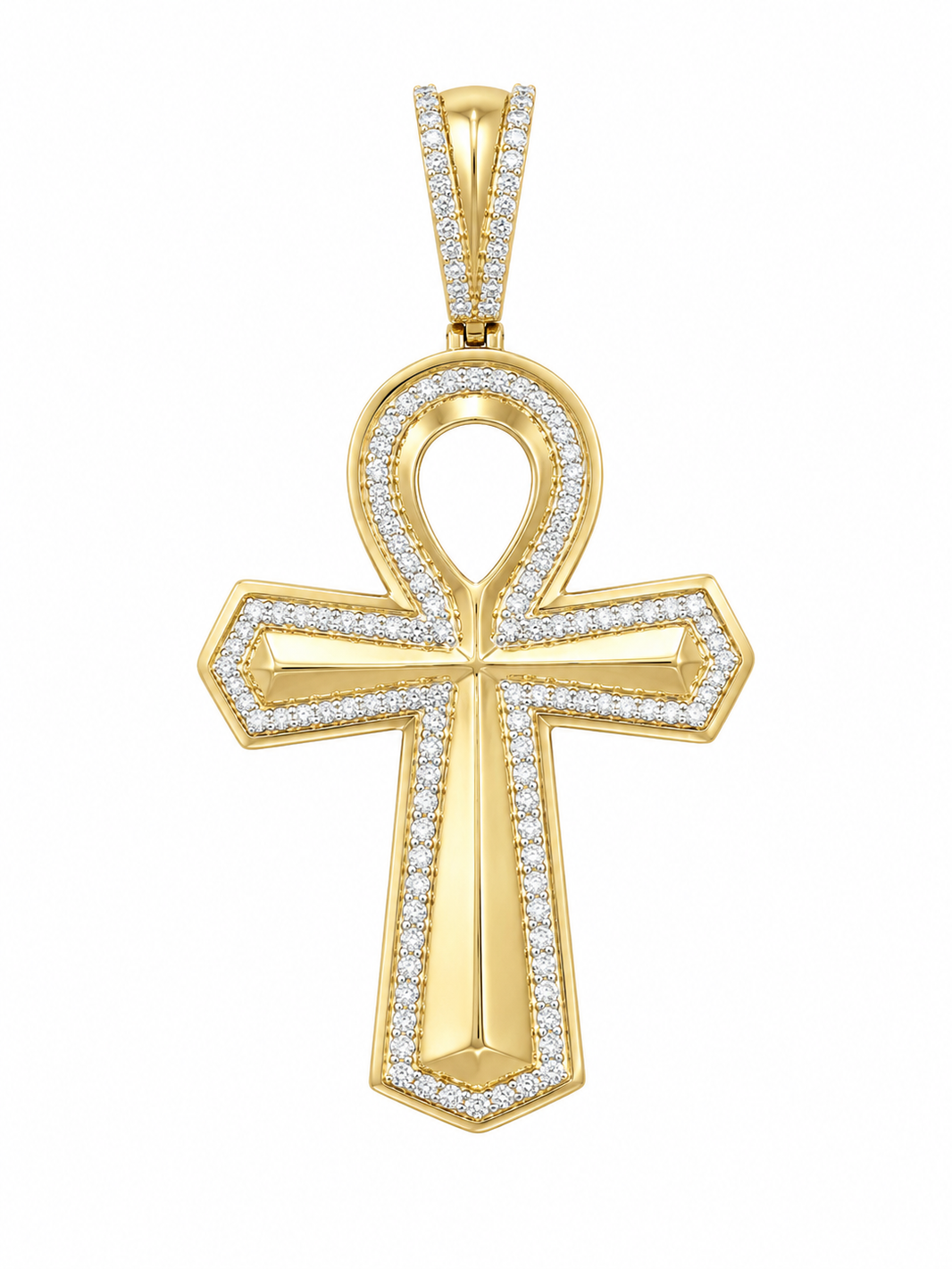 10K Yellow Gold Ankh Charm 0.40 ct Natural Diamond