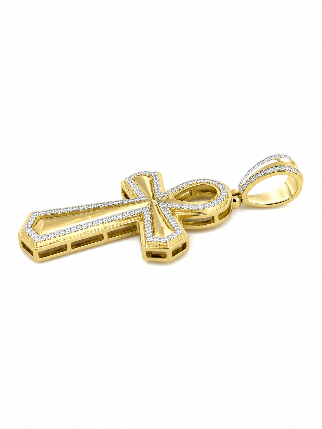 10K Yellow Gold Ankh Charm 0.40 ct Natural Diamond