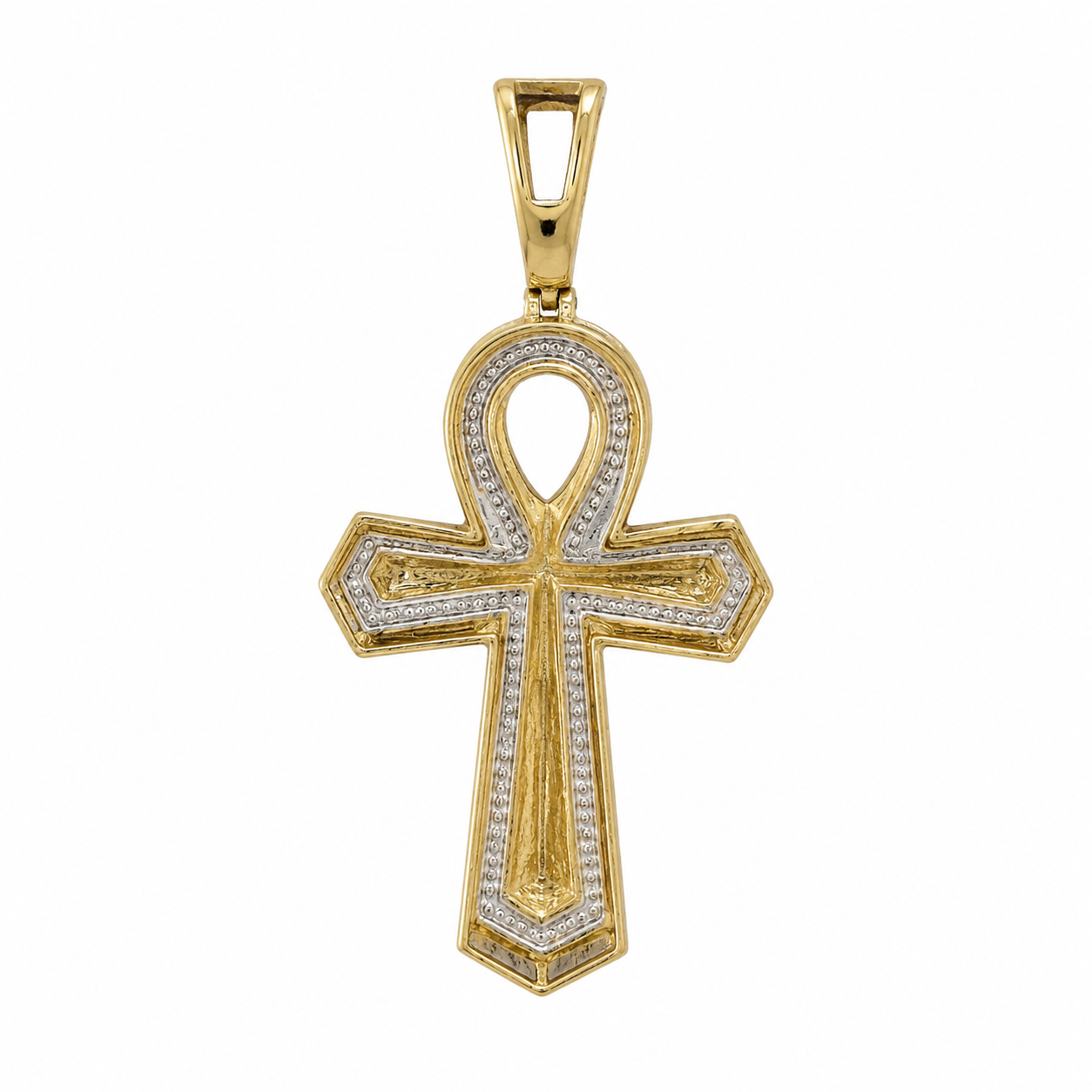 10K Yellow Gold Ankh Charm 0.40 ct Natural Diamond