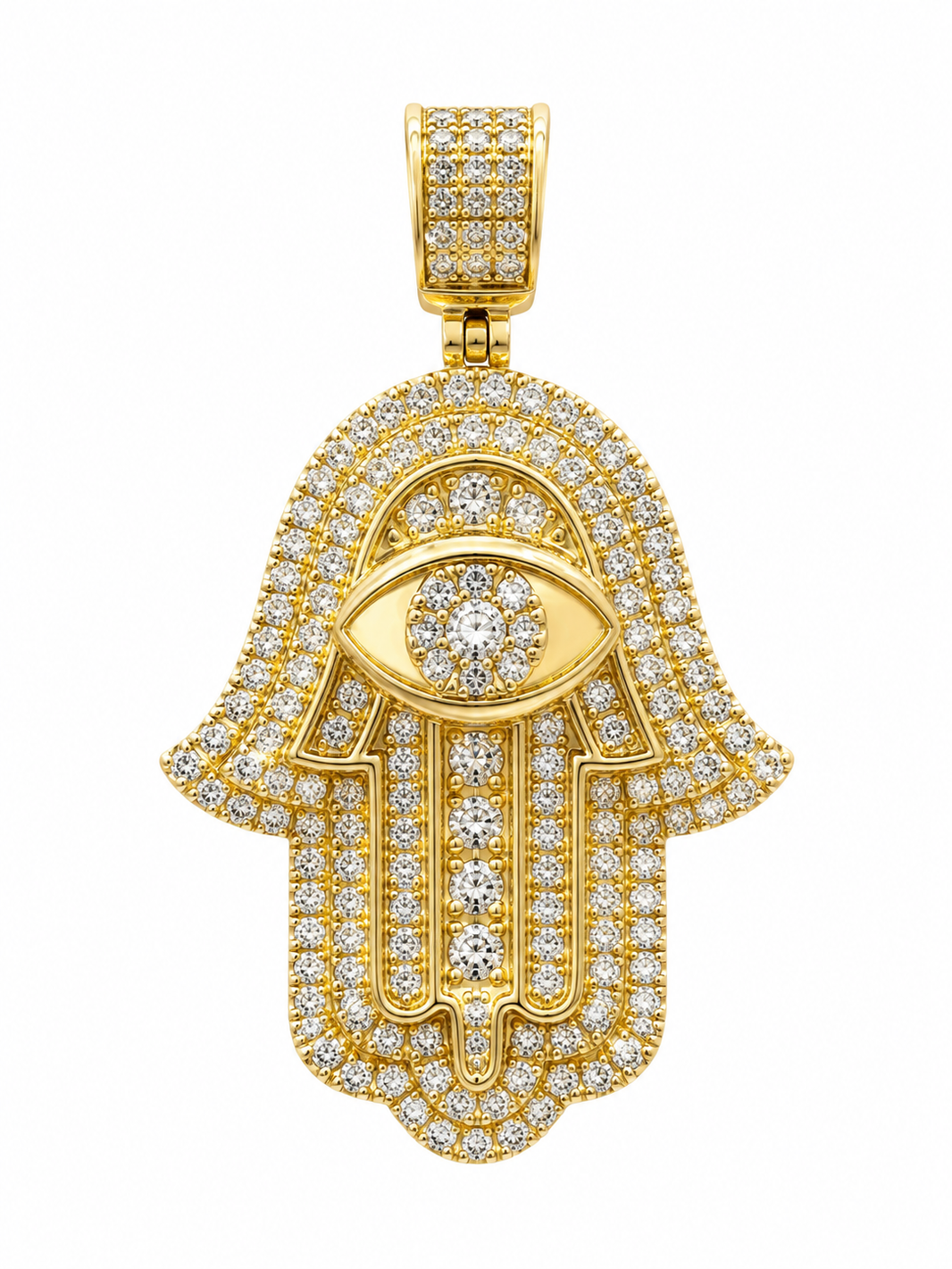 14K Yellow Gold “Hamsa Hand” Charm 1.27 ct Natural Diamond