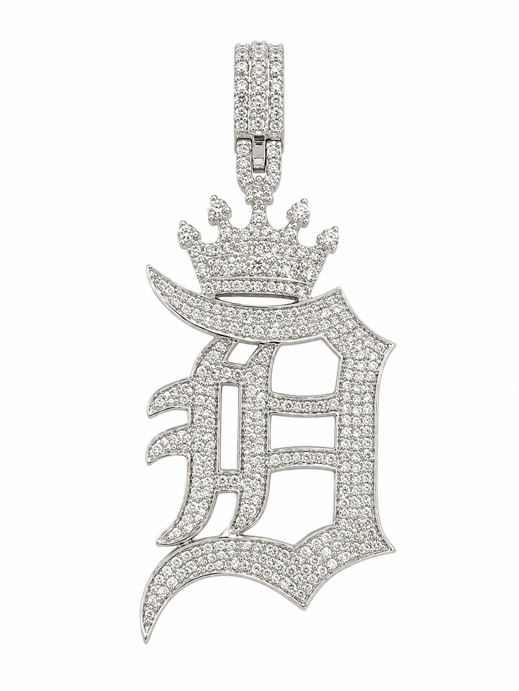 10K White Gold “Detroit Crown”Charm 3.50 ct Natural Diamond