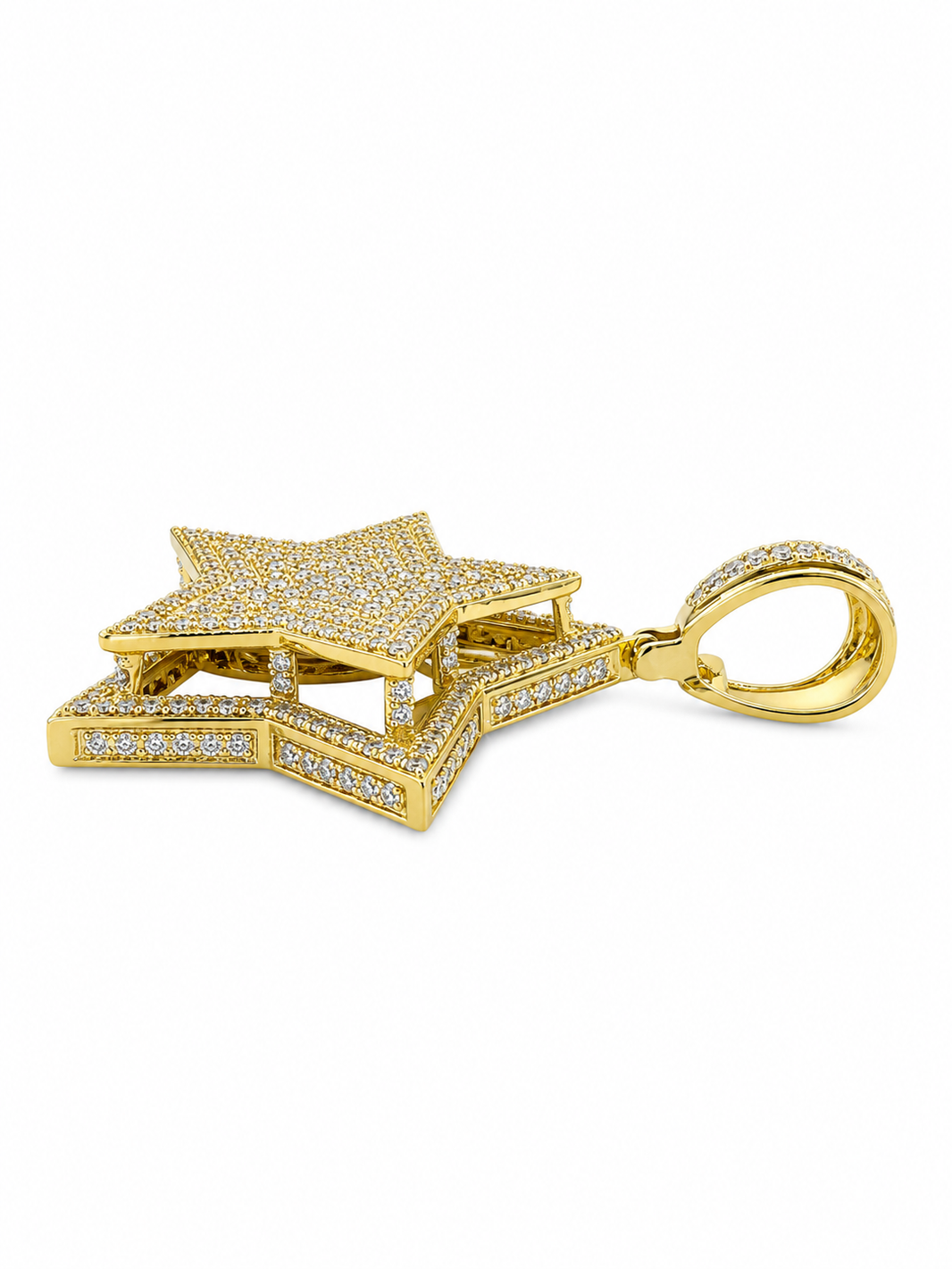 14K Yellow Gold 5-Point Star Charm 1.84 ct Natural Diamond
