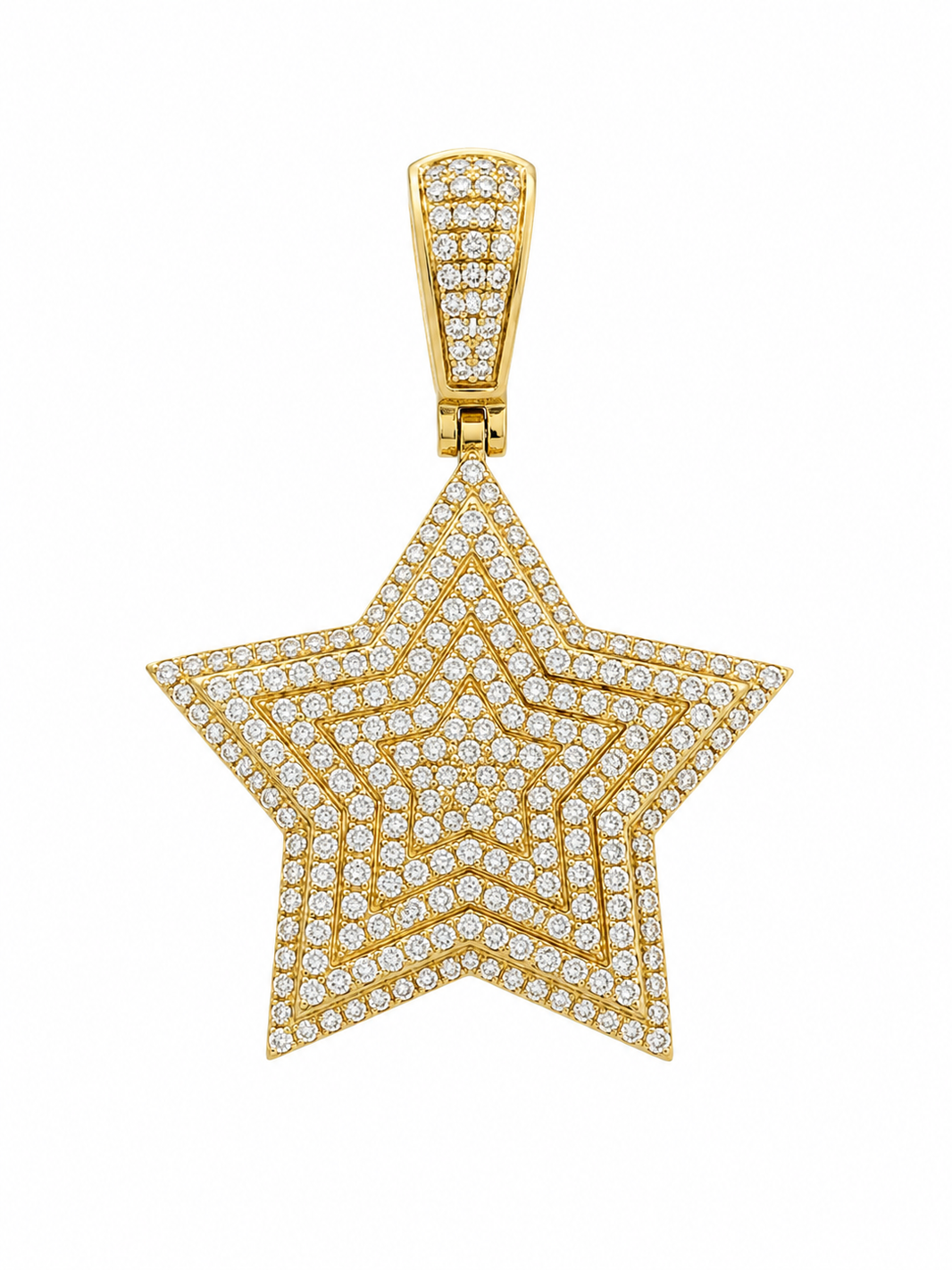 14K Yellow Gold 5-Point Star Charm 1.84 ct Natural Diamond