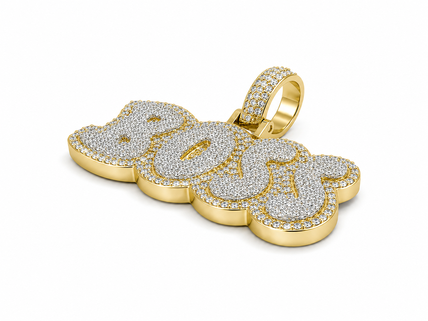 10K Two-Tone “Boss” Gold Charm 3.04 ct Natural Diamond