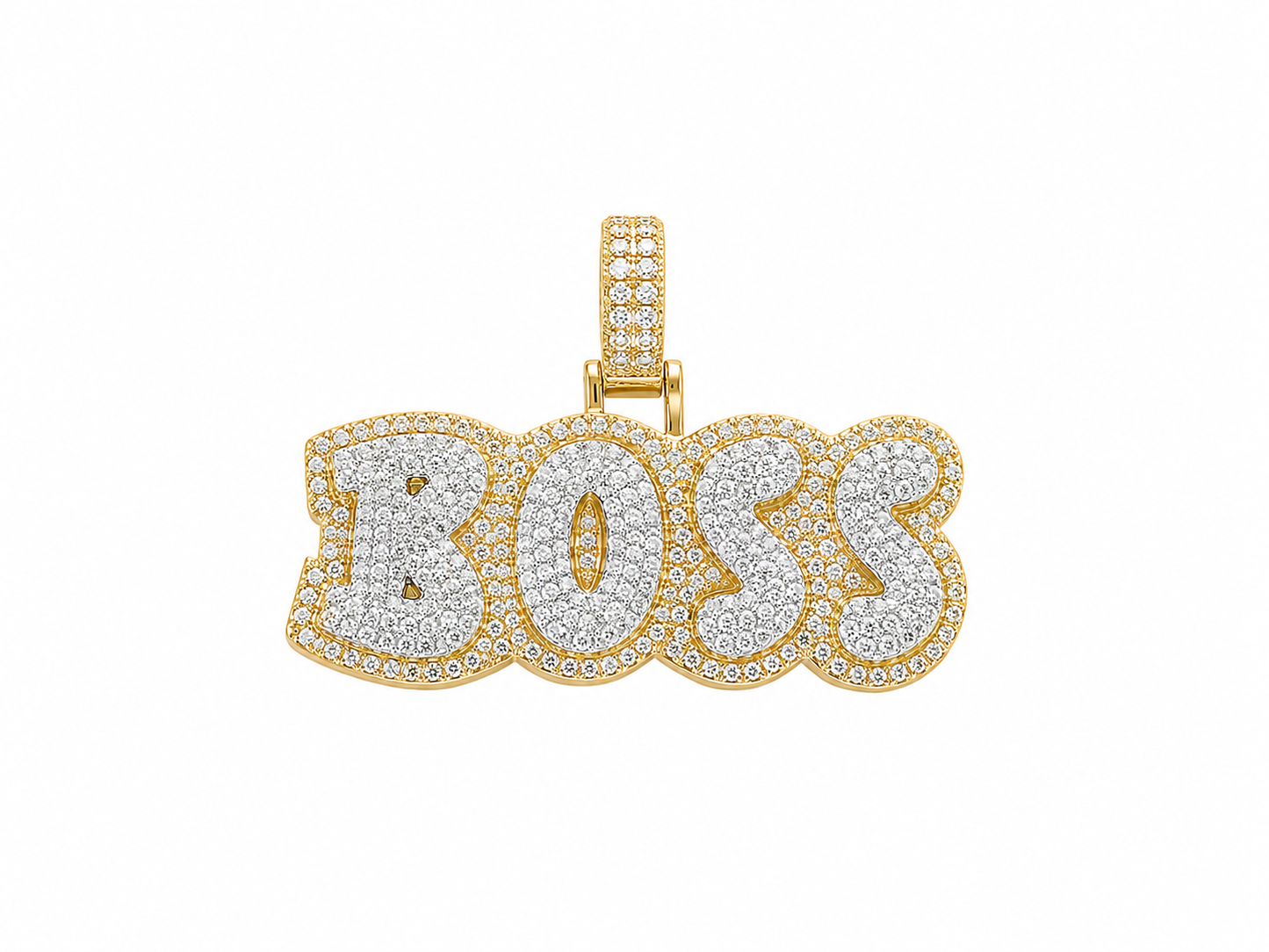 10K Two-Tone “Boss” Gold Charm 3.04 ct Natural Diamond