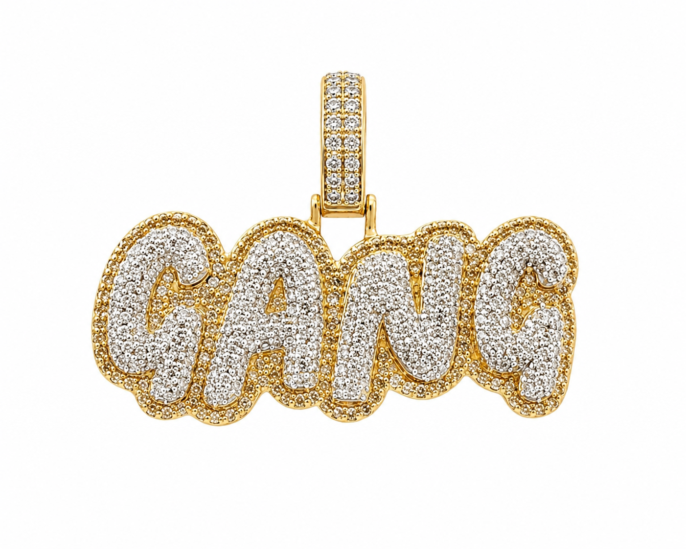 10K Two-Tone Gold “Gang” Charm 2.18 ct Natural Diamond