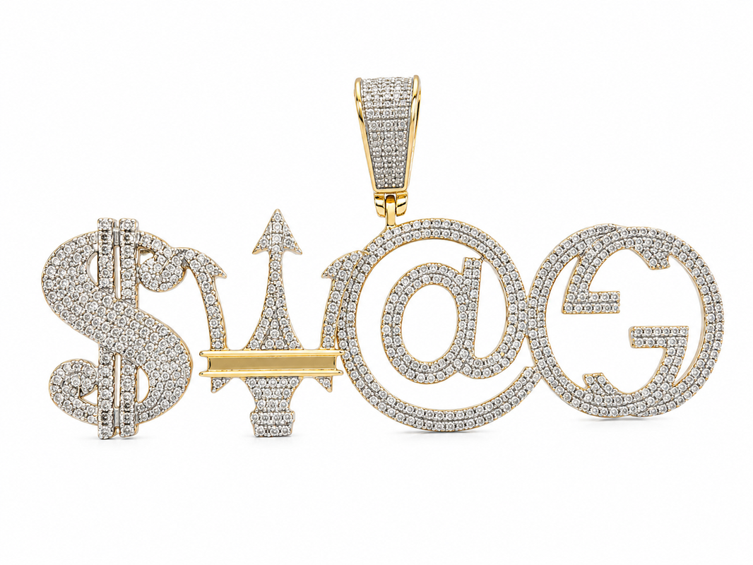 10K Two-Tone Gold “Swag” Charm 1.10 ct Natural Diamond