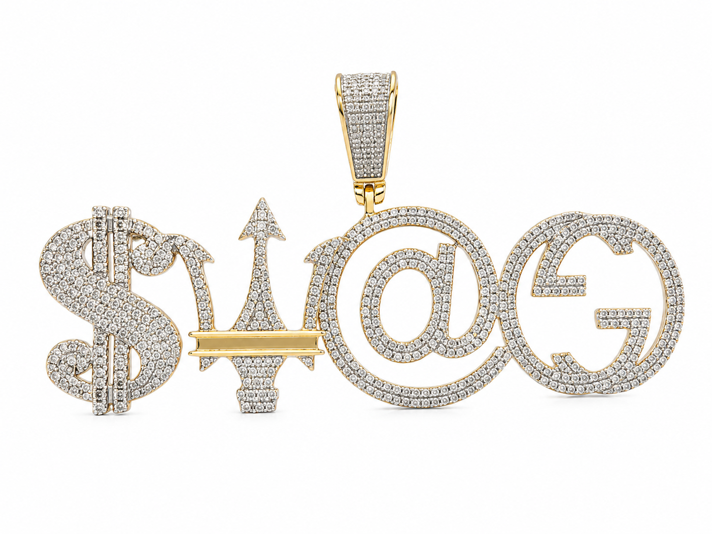 10K Two-Tone Gold “Swag” Charm 1.10 ct Natural Diamond