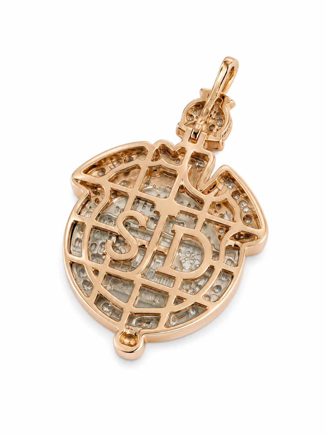 10K Rose Gold “Get Money” Charm 0.98 ct Baguette Natural Diamond