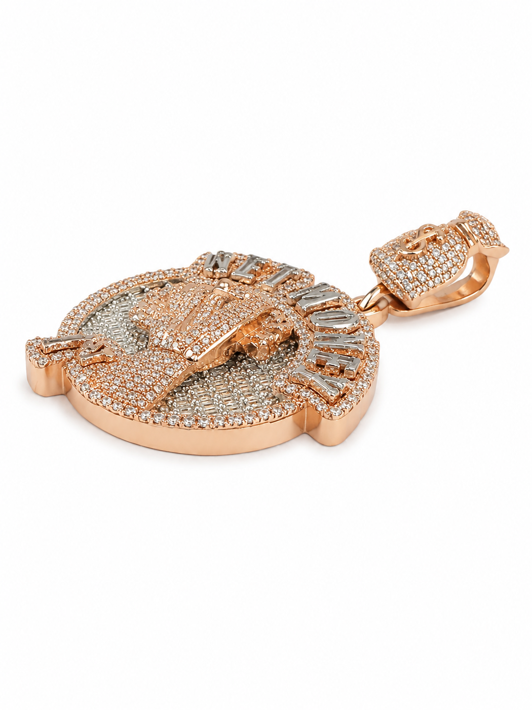 10K Rose Gold “Get Money” Charm 0.98 ct Baguette Natural Diamond