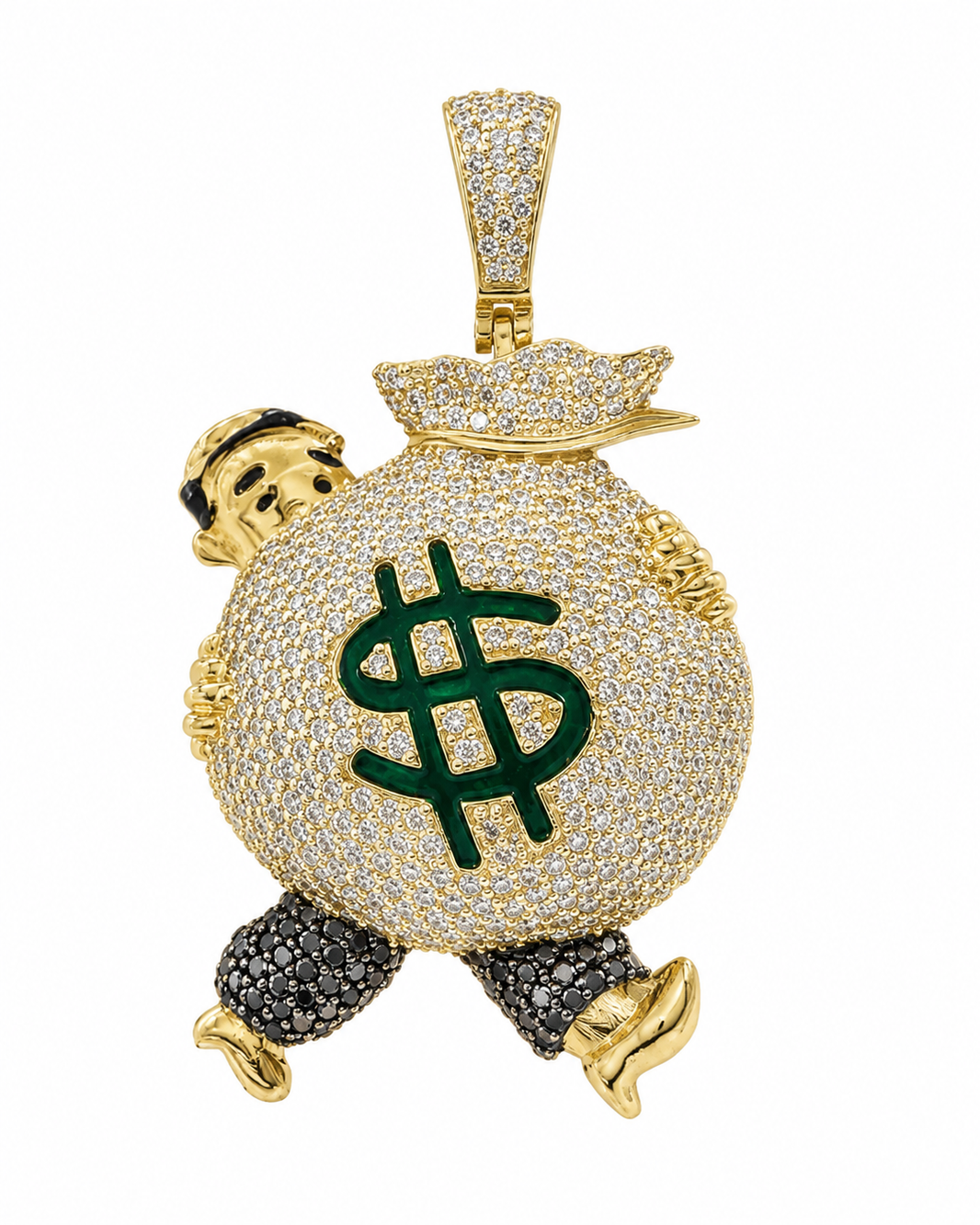 14K Yellow Gold “Money Bag” Charm 3.07 ct Natural Diamond