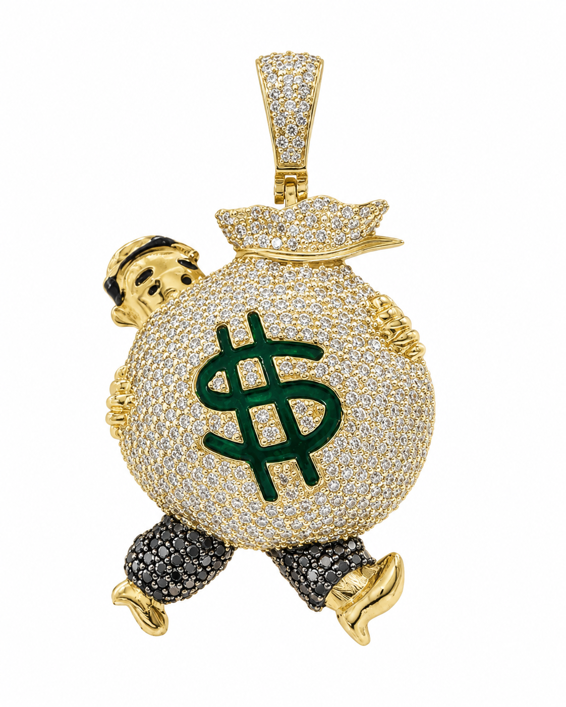14K Yellow Gold “Money Bag” Charm 3.07 ct Natural Diamond