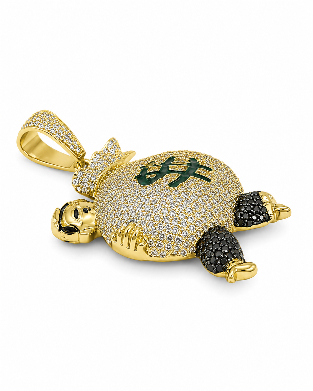 14K Yellow Gold “Money Bag” Charm 3.07 ct Natural Diamond