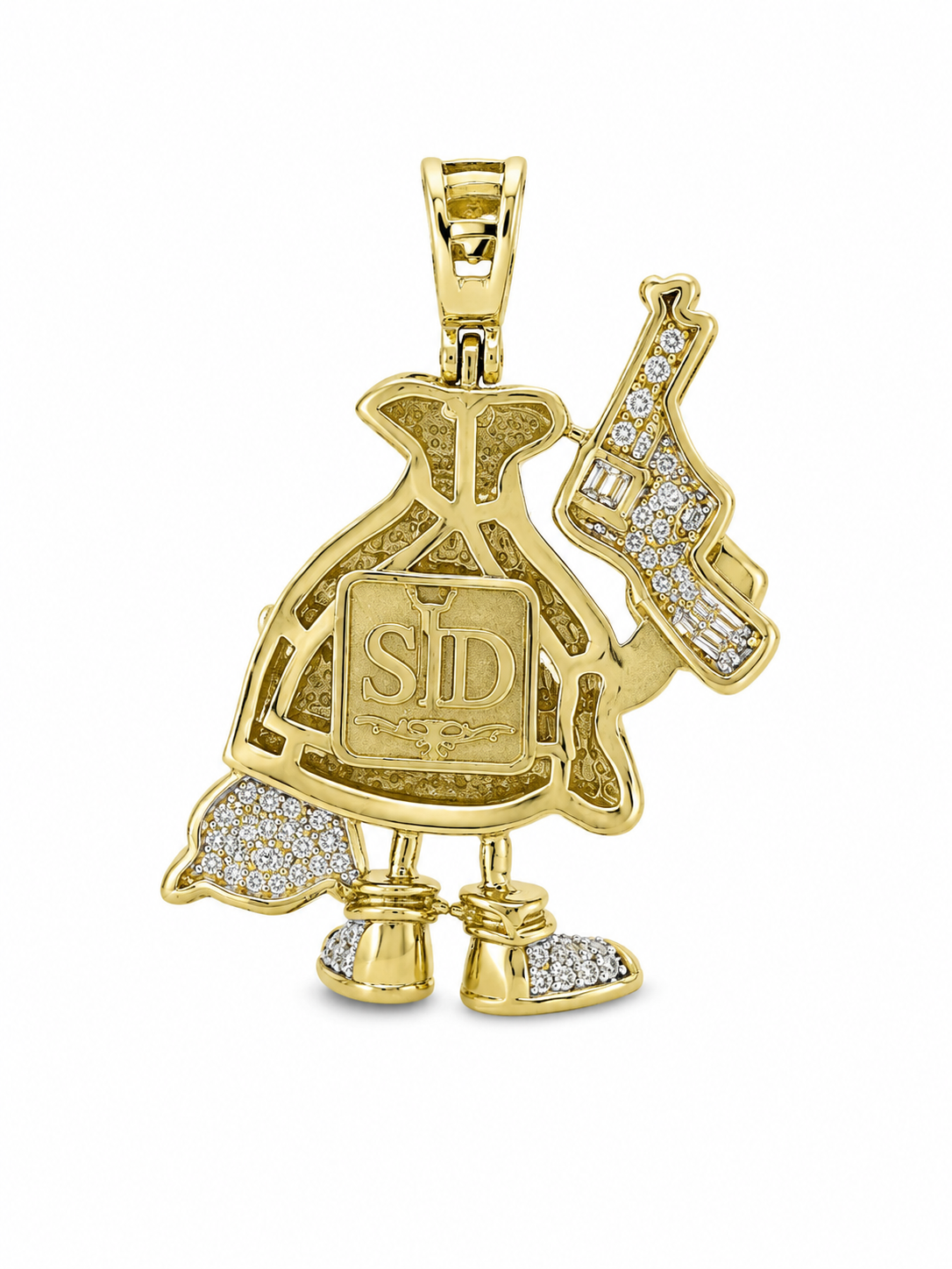 10K Yellow Two-Tone "Money Bag" Charm 0.88 ct Natural Diamond