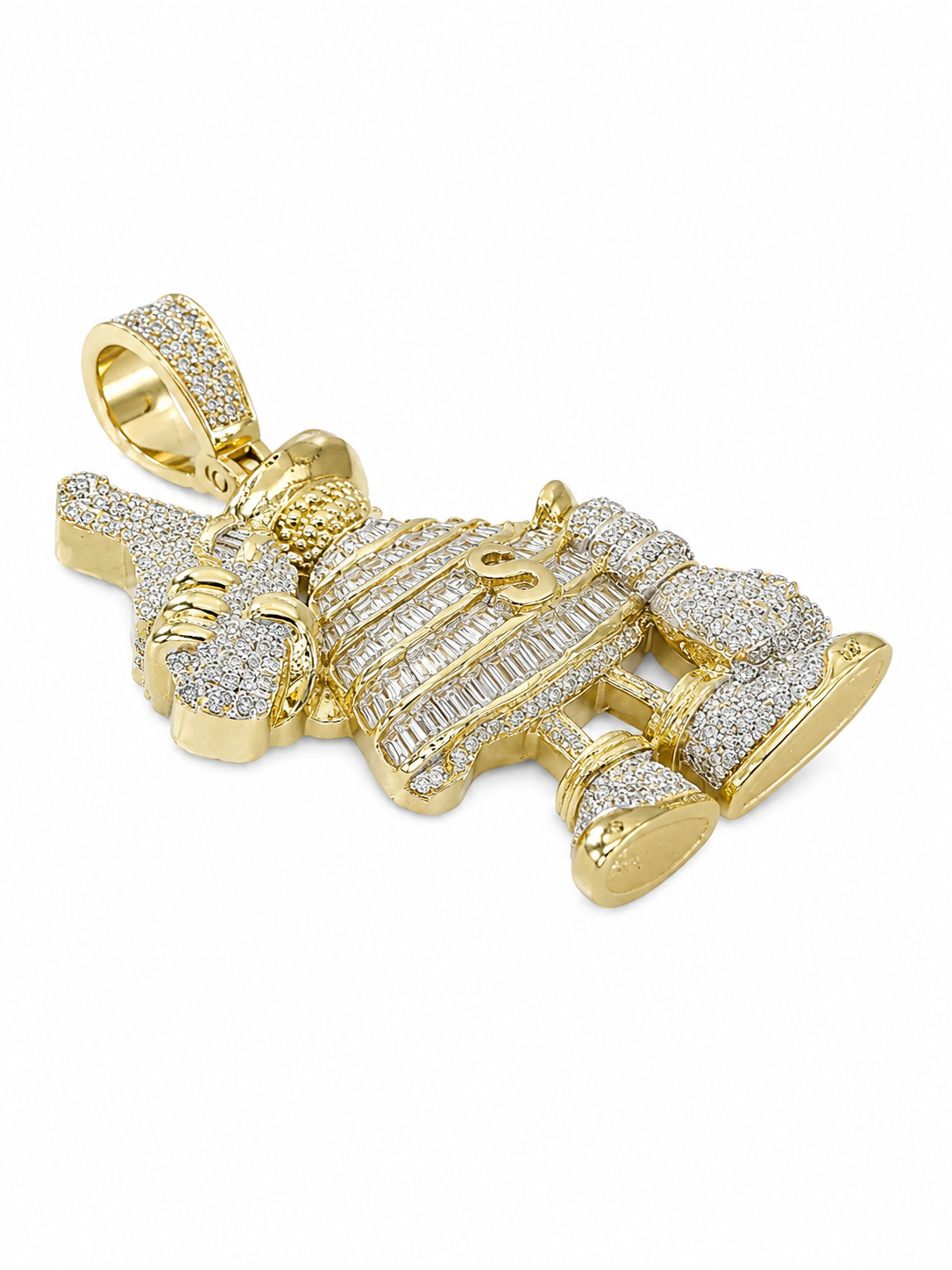 10K Yellow Two-Tone "Money Bag" Charm 0.88 ct Natural Diamond