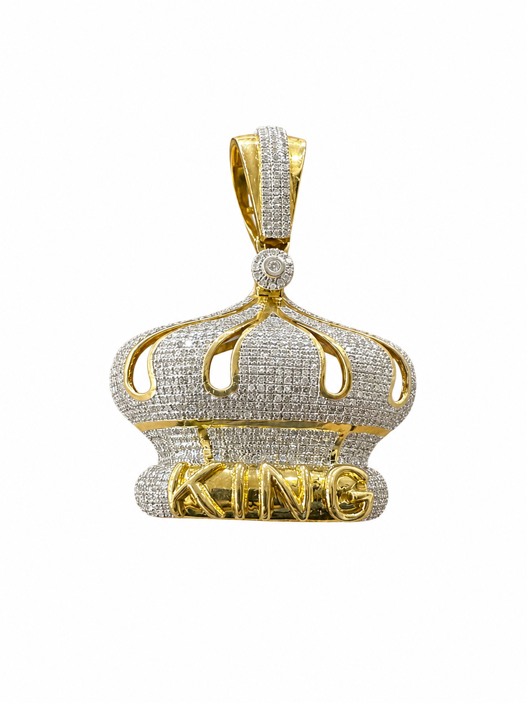 10K Two-Tone Gold “Crown” Charm 1.78 ct Natural Diamond