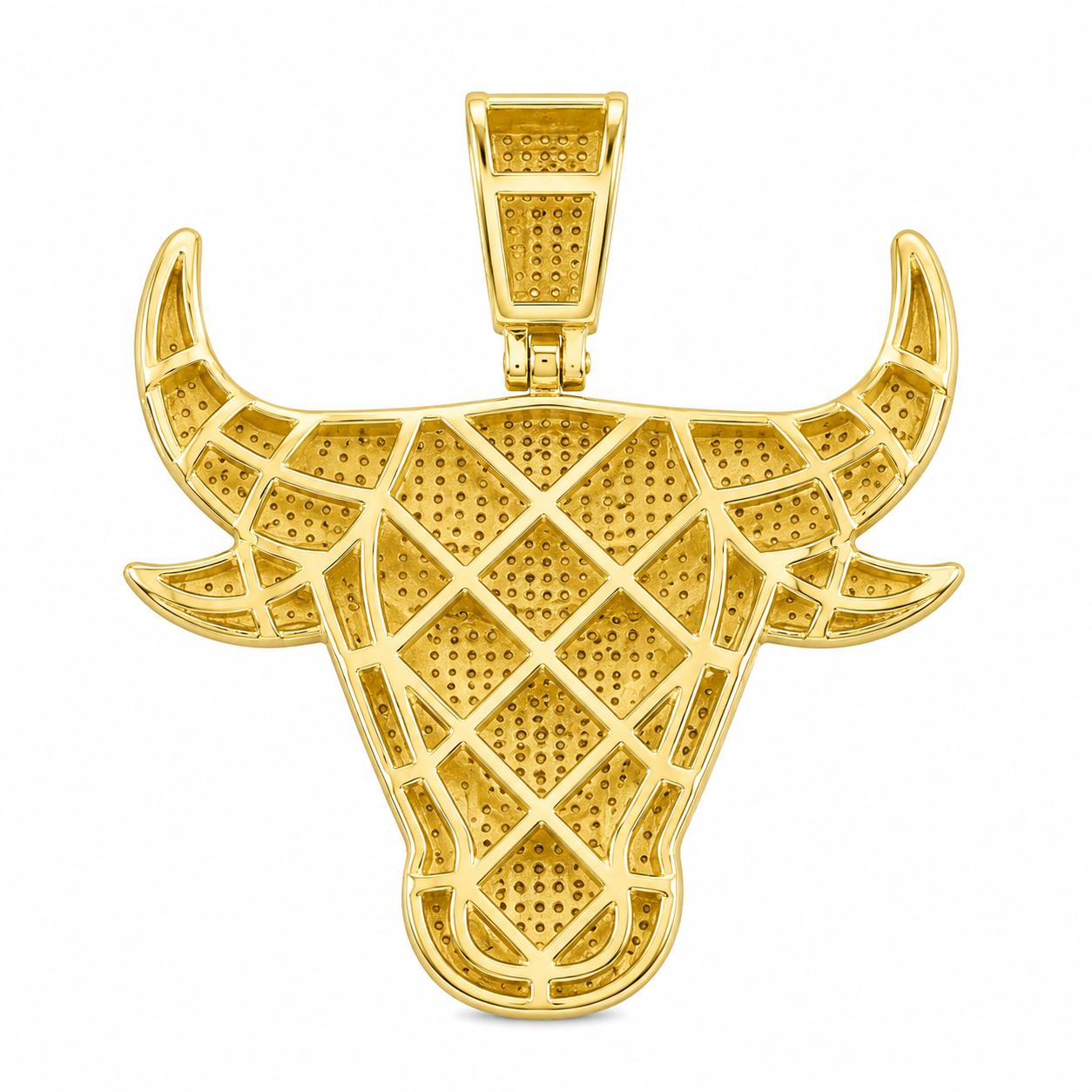 10K Yellow Gold Bull Head Charm 1.24 ct Natural Diamond