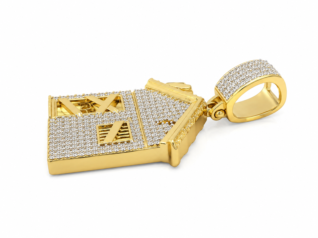 10K Yellow Gold “Trap House” Charm 0.75 ct Natural Diamond