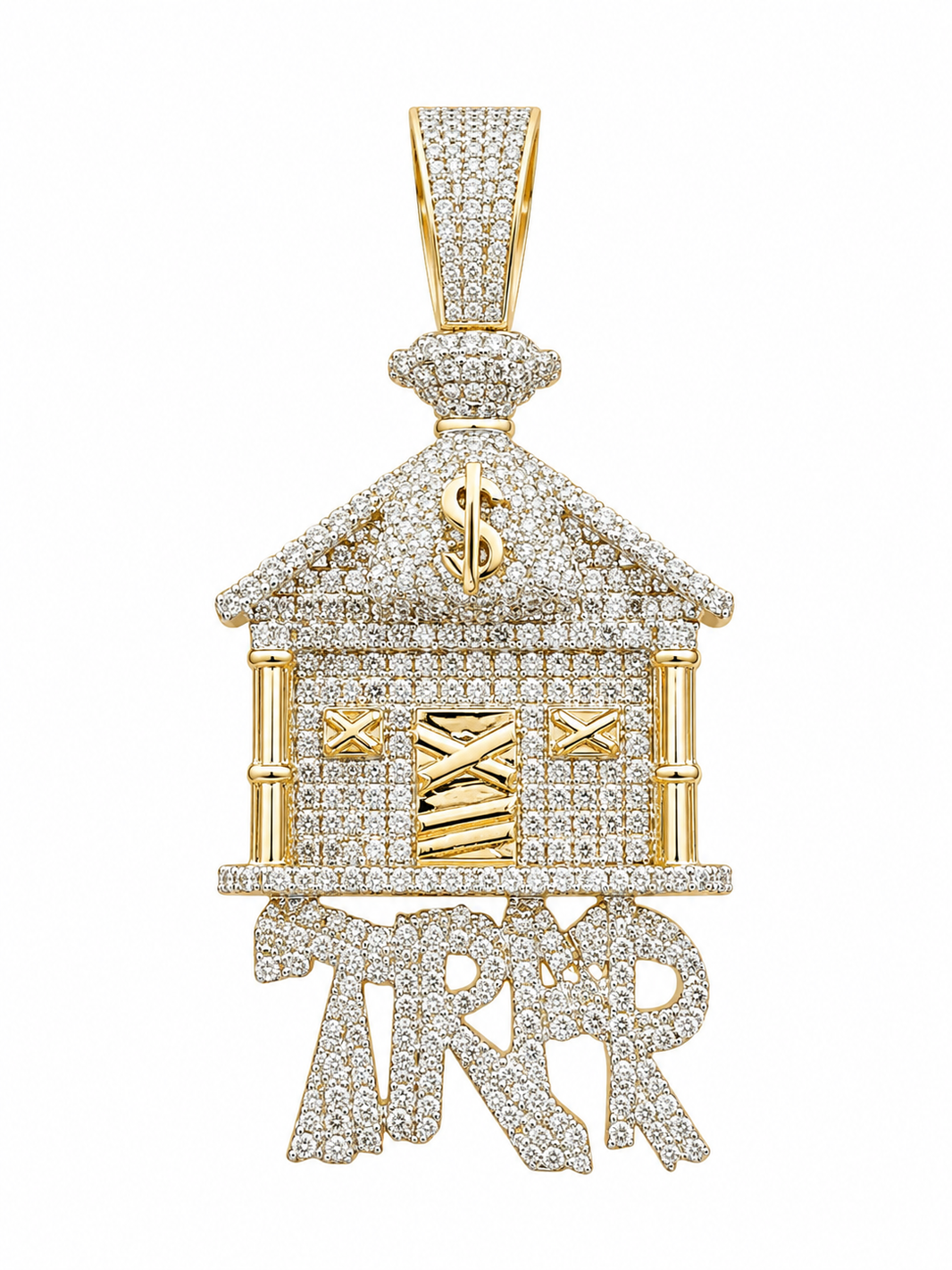 10K Yellow Gold “Trap House”Charm 1.50 ct Natural Diamond