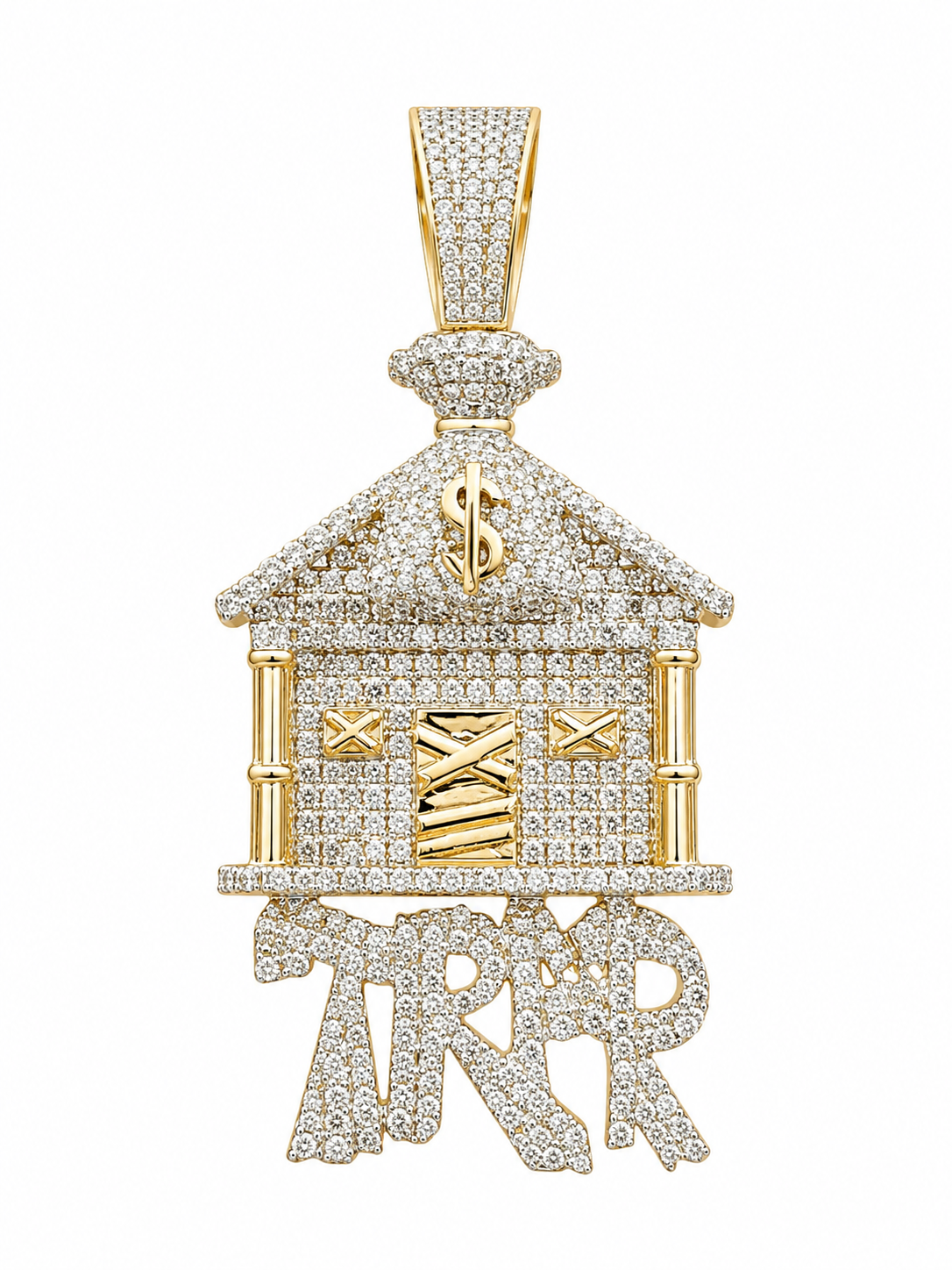 10K Yellow Gold “Trap House”Charm 1.50 ct Natural Diamond