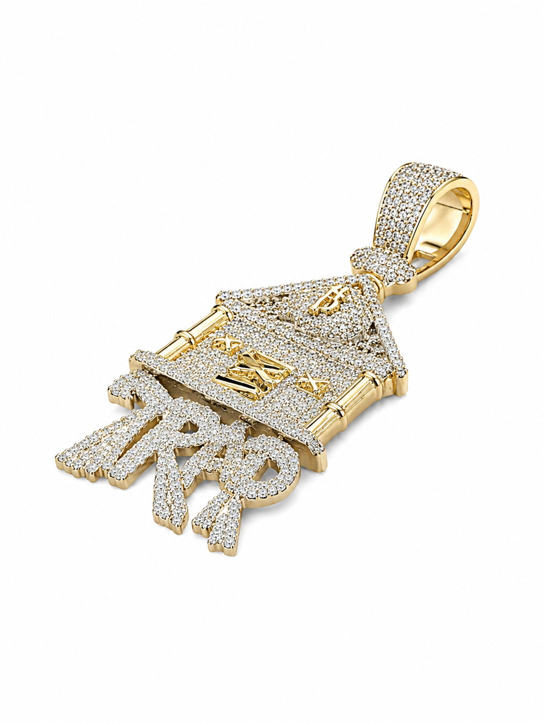 10K Yellow Gold “Trap House”Charm 1.50 ct Natural Diamond
