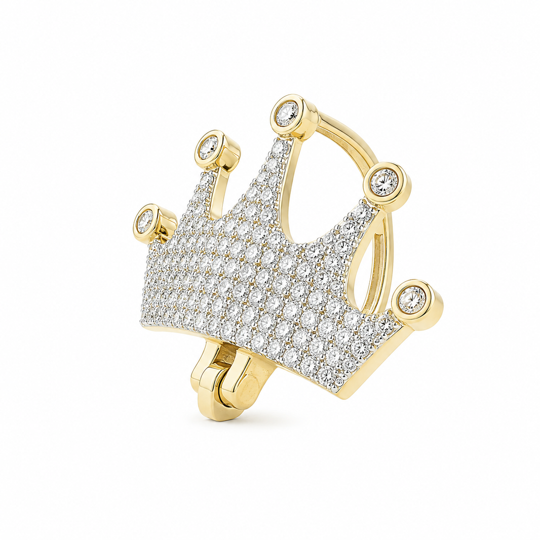 10K Yellow Gold Crown Charm 0.87 ct Natural Diamond