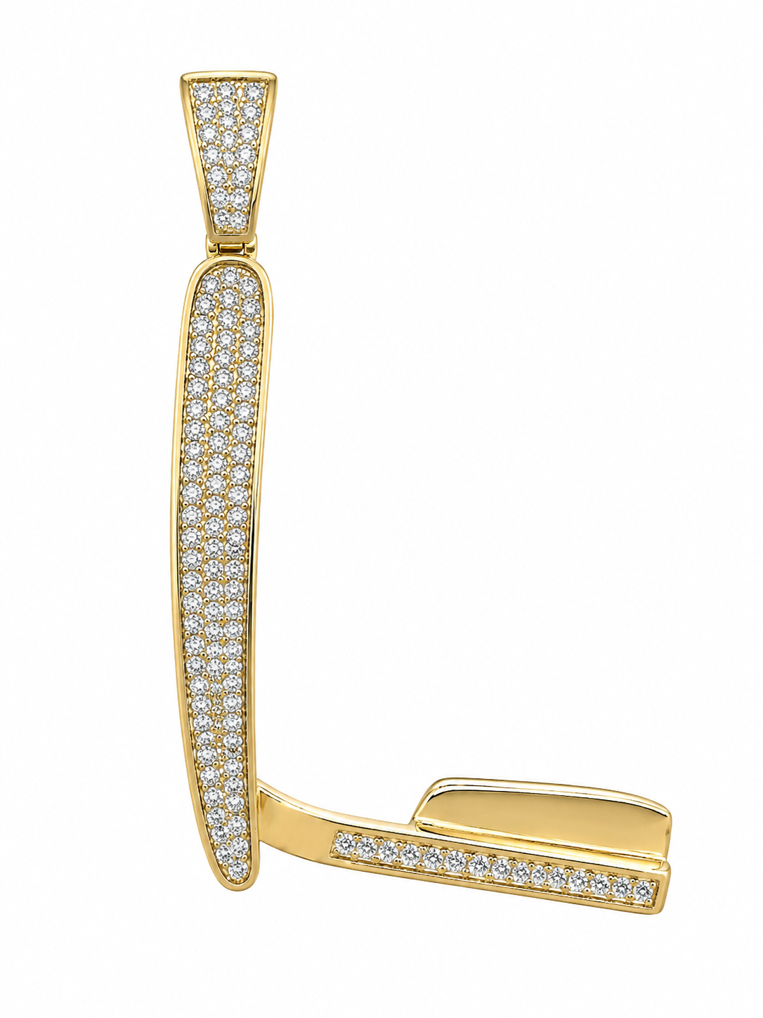 10K Yellow Gold “Barber Blade” Adjustable Charm 0.30 ct Natural Diamond