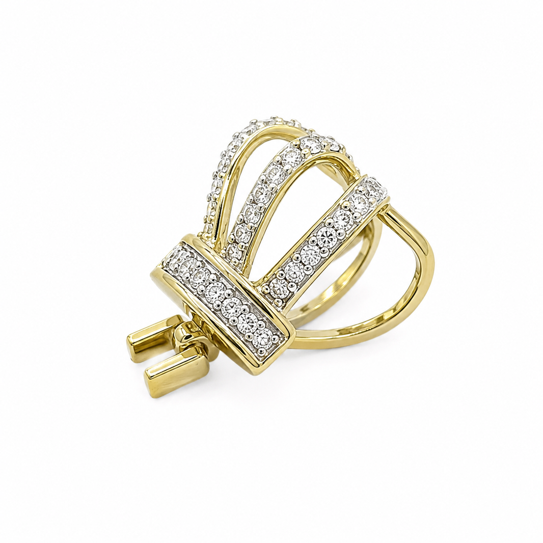 10K Yellow Gold Crown Charm 0.38 ct Natural Diamond