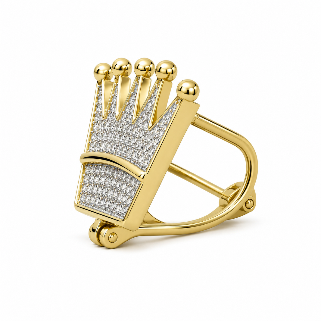 10K Yellow Gold Crown Charm 0.17 ct Natural Diamond